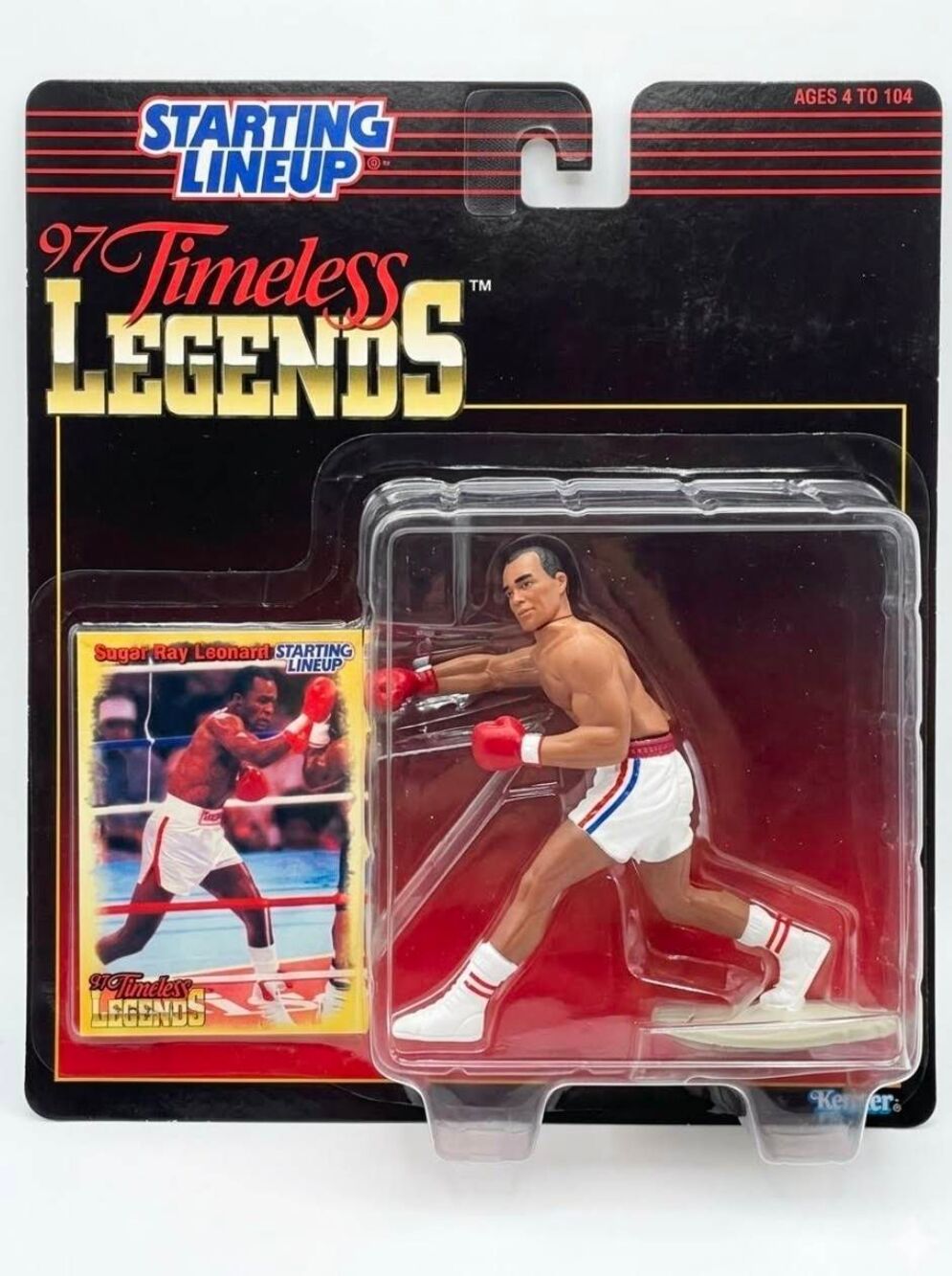 💙NIB Vintage Sugar Ray Leonard 1997 Timeless Legends Figure & Card